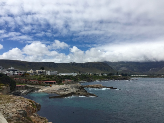 A view of Hermanus, our hotel is the big white building.