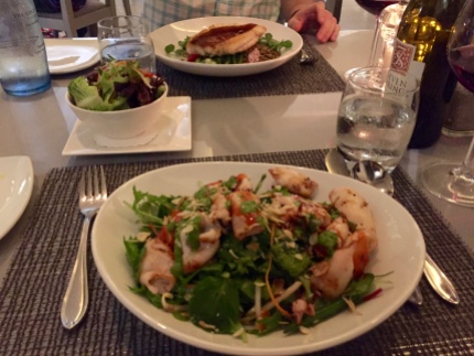 Dinner at the Marine. This calamari salad was so, so good.